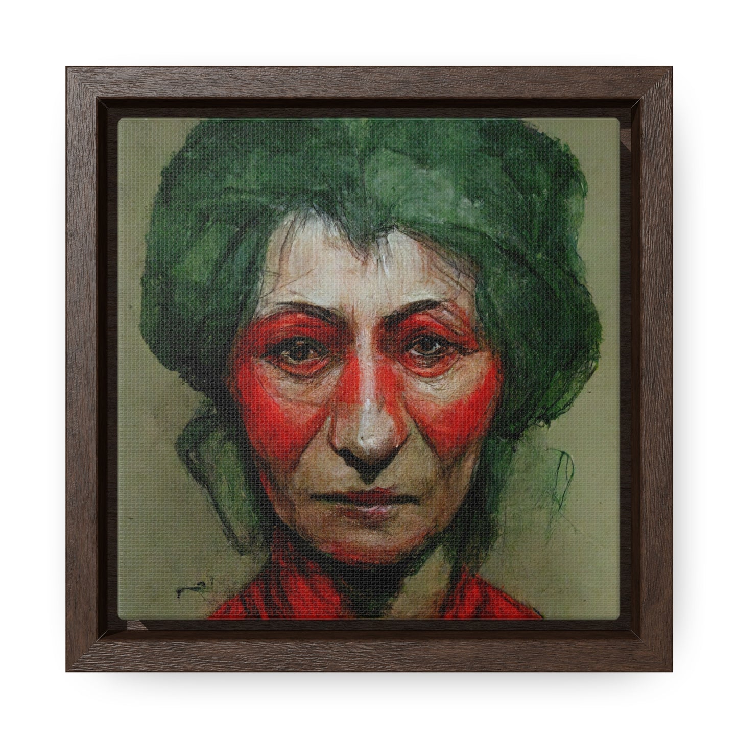 Loneliness Green Red 44, Valentinii, Gallery Canvas Wraps, Square Frame