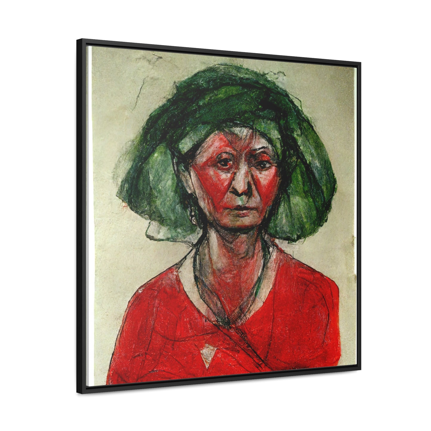 Loneliness Green Red 39, Valentinii, Gallery Canvas Wraps, Square Frame