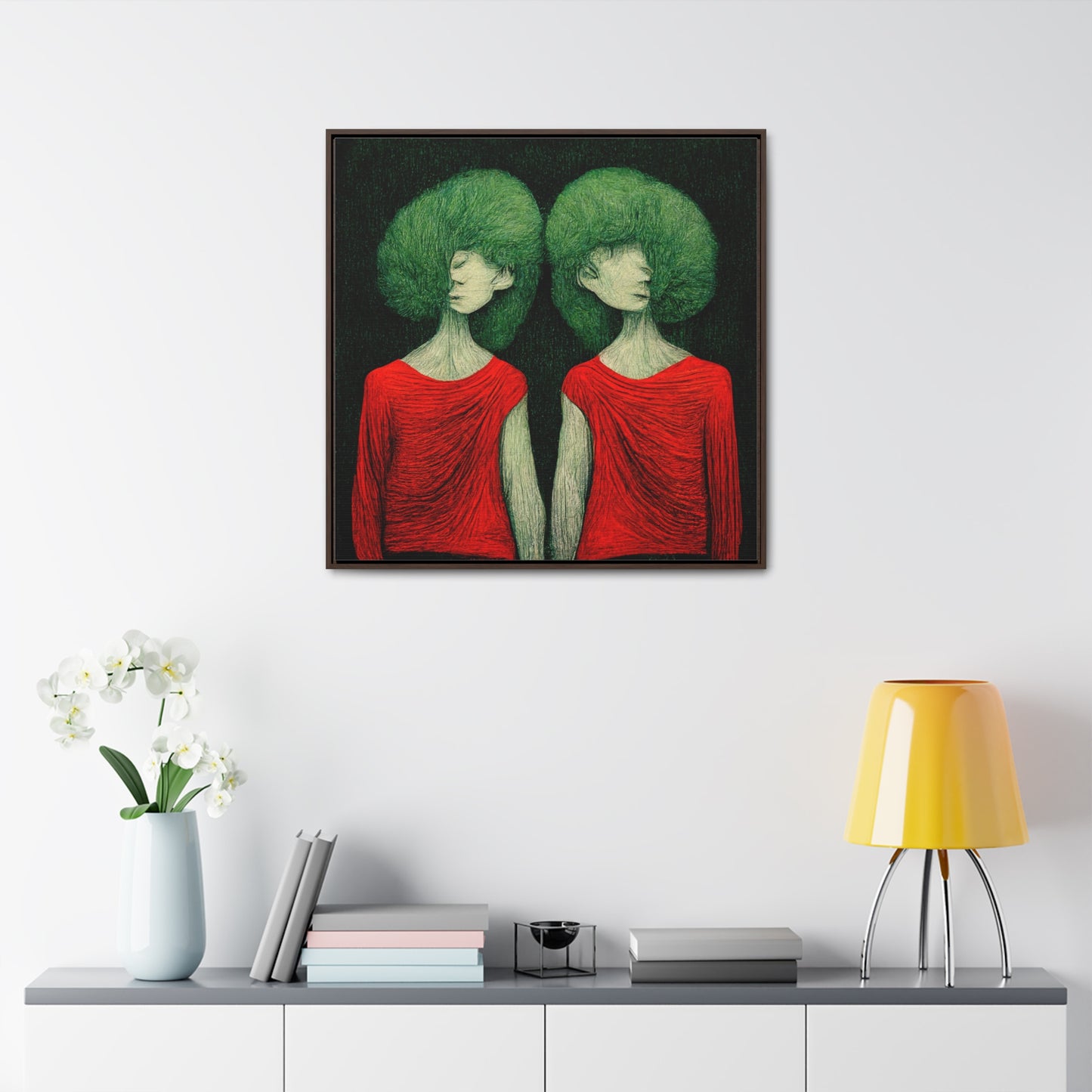 Loneliness Green Red 31, Valentinii, Gallery Canvas Wraps, Square Frame