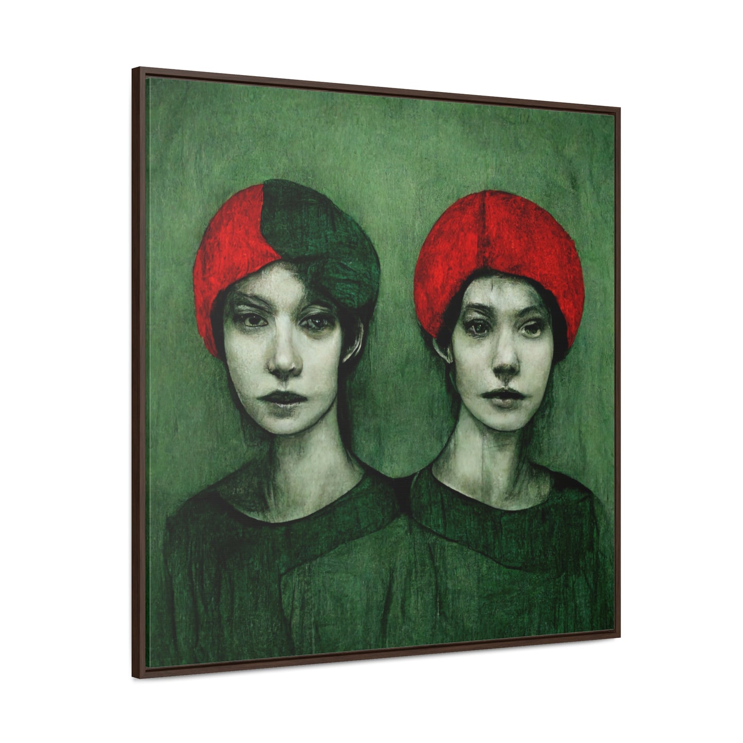 Loneliness Green Red 25, Valentinii, Gallery Canvas Wraps, Square Frame