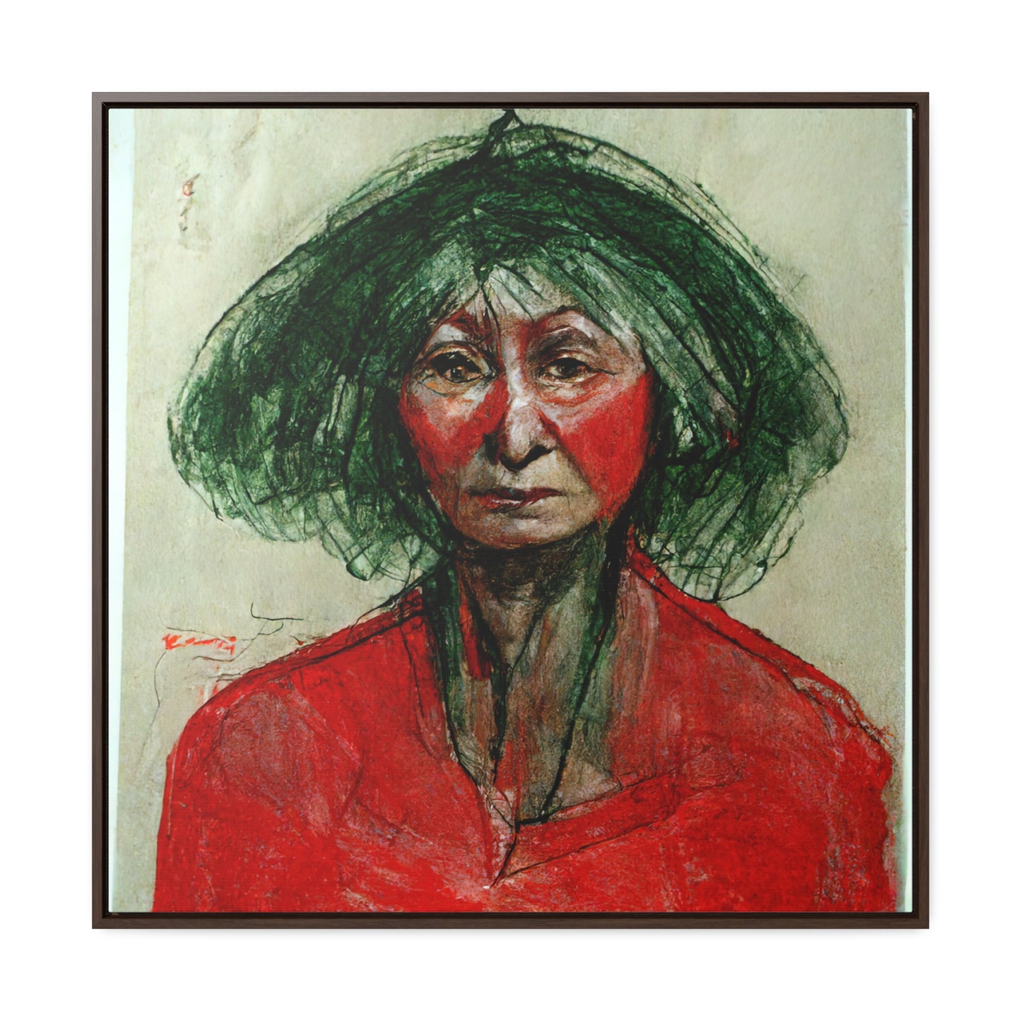 Loneliness Green Red 37, Valentinii, Gallery Canvas Wraps, Square Frame