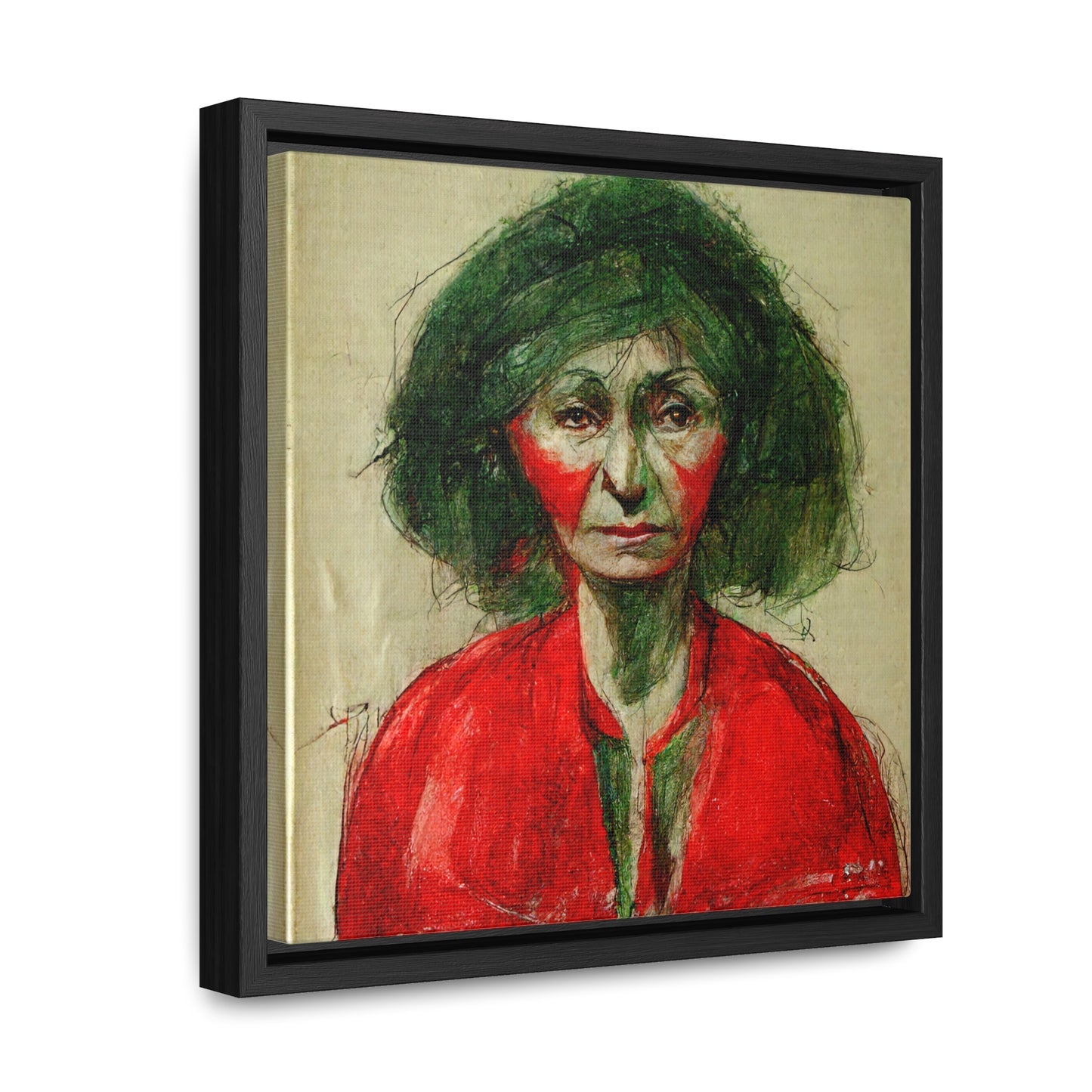 Loneliness Green Red 36, Valentinii, Gallery Canvas Wraps, Square Frame