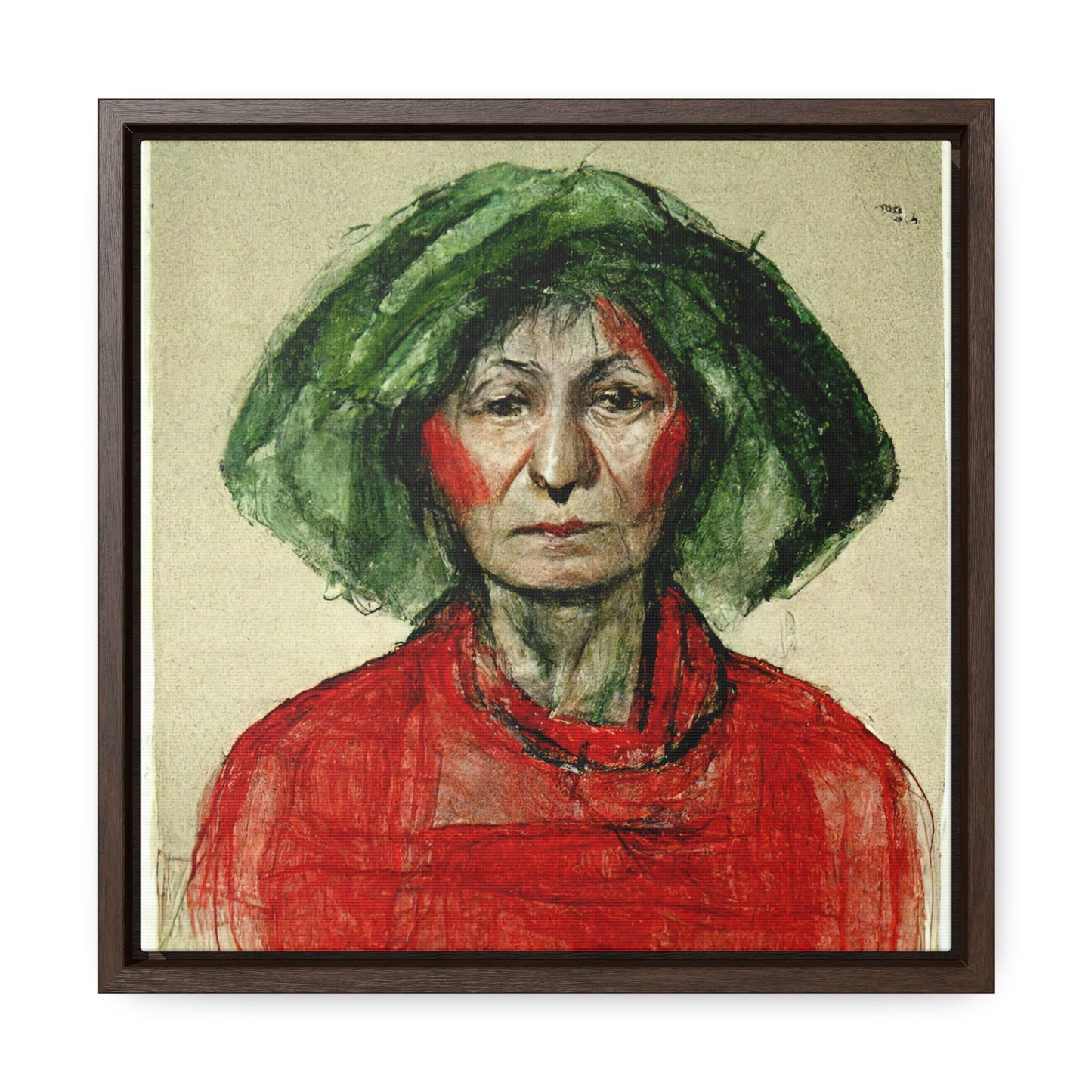 Loneliness Green Red 40, Valentinii, Gallery Canvas Wraps, Square Frame