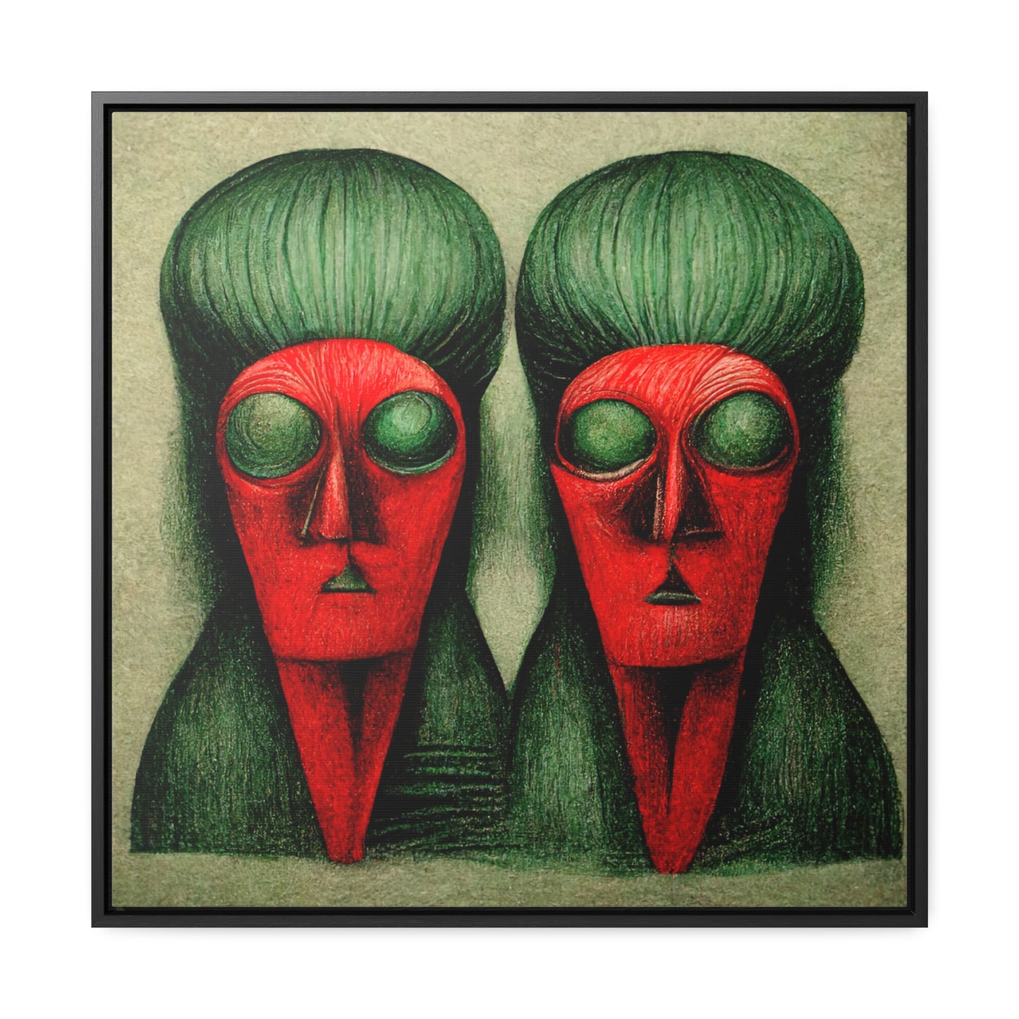 Loneliness Green Red 17, Valentinii, Gallery Canvas Wraps, Square Frame