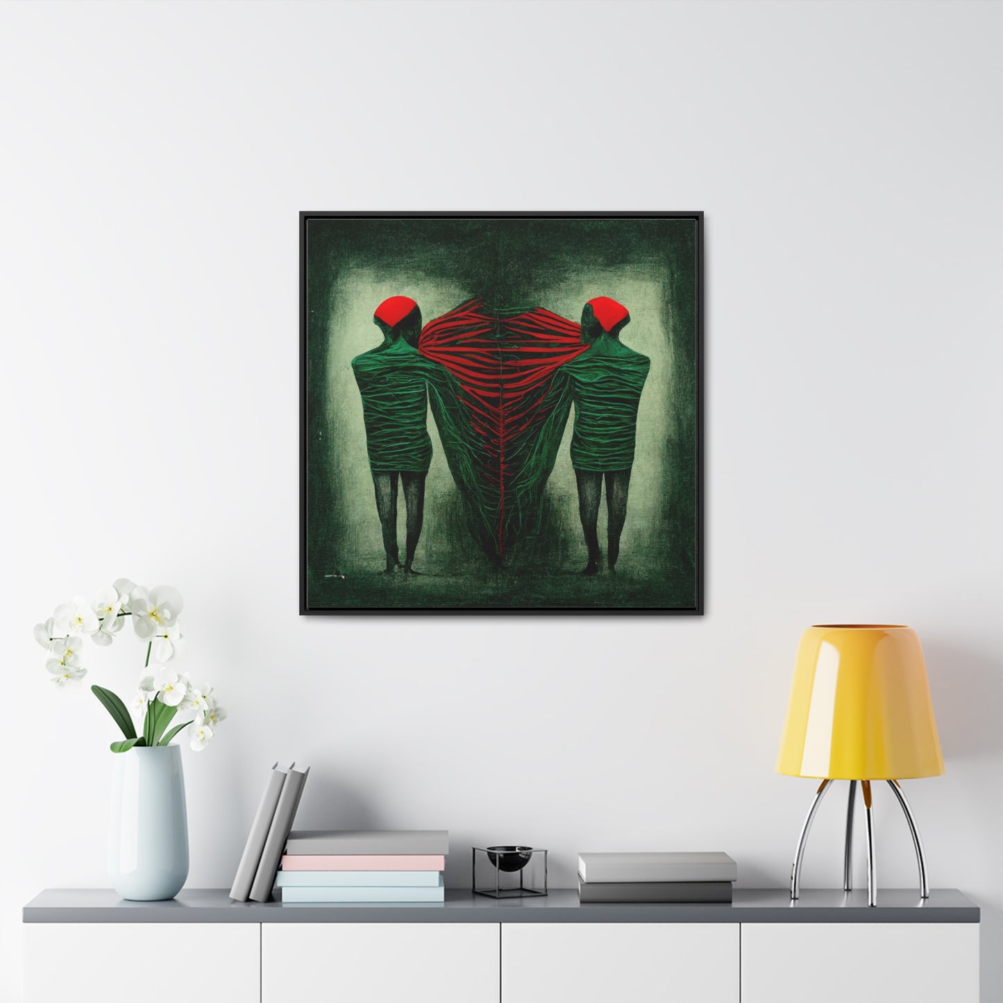 Loneliness Green Red 7, Valentinii, Gallery Canvas Wraps, Square Frame