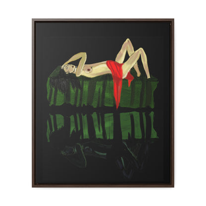 Woman in Bed in Mirror, Original Eduard Pavel, Gallery Canvas Wraps, Vertical Frame