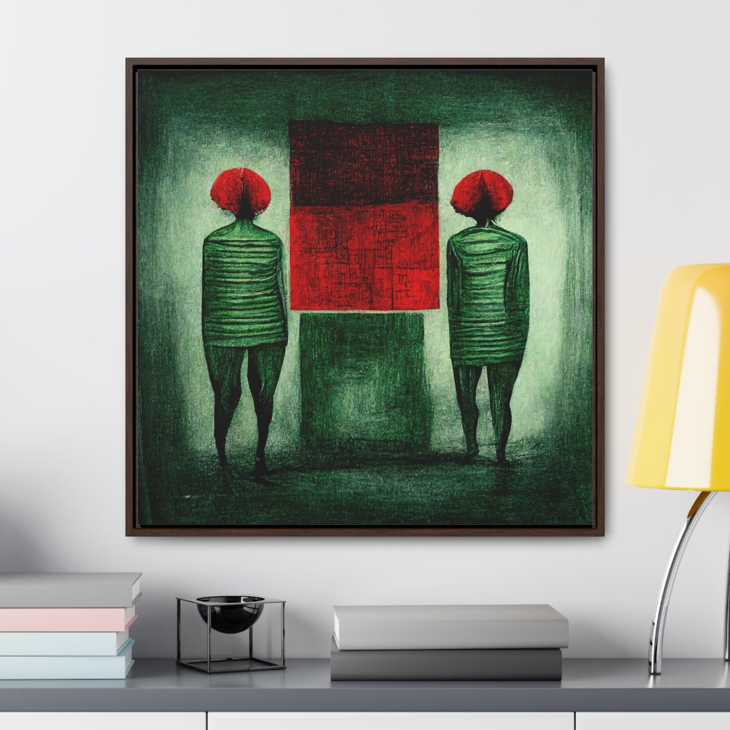 Loneliness Green Red 10, Valentinii, Gallery Canvas Wraps, Square Frame