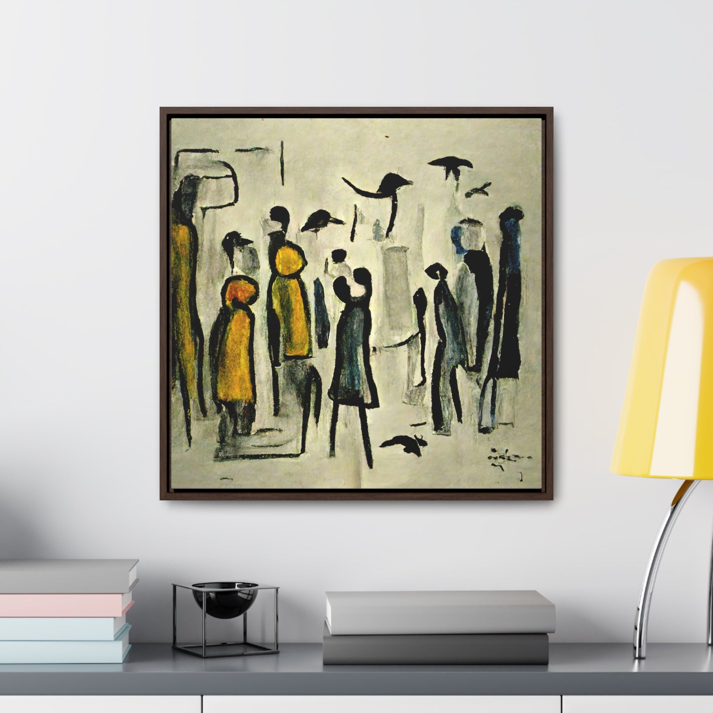 People and Birds 3, Valentinii, Gallery Canvas Wraps, Square Frame