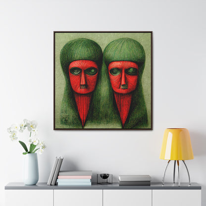 Loneliness Green Red 18, Valentinii, Gallery Canvas Wraps, Square Frame