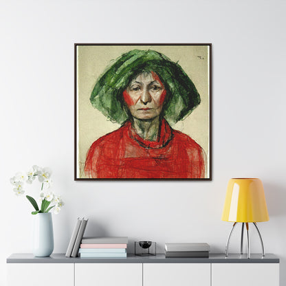 Loneliness Green Red 40, Valentinii, Gallery Canvas Wraps, Square Frame