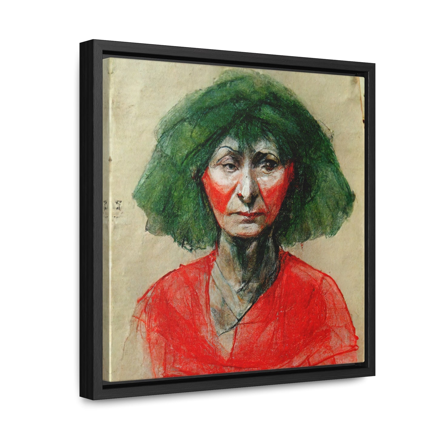 Loneliness Green Red 34, Valentinii, Gallery Canvas Wraps, Square Frame