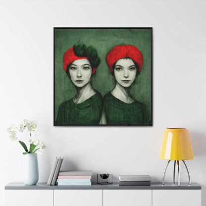 Loneliness Green Red 33, Valentinii, Gallery Canvas Wraps, Square Frame