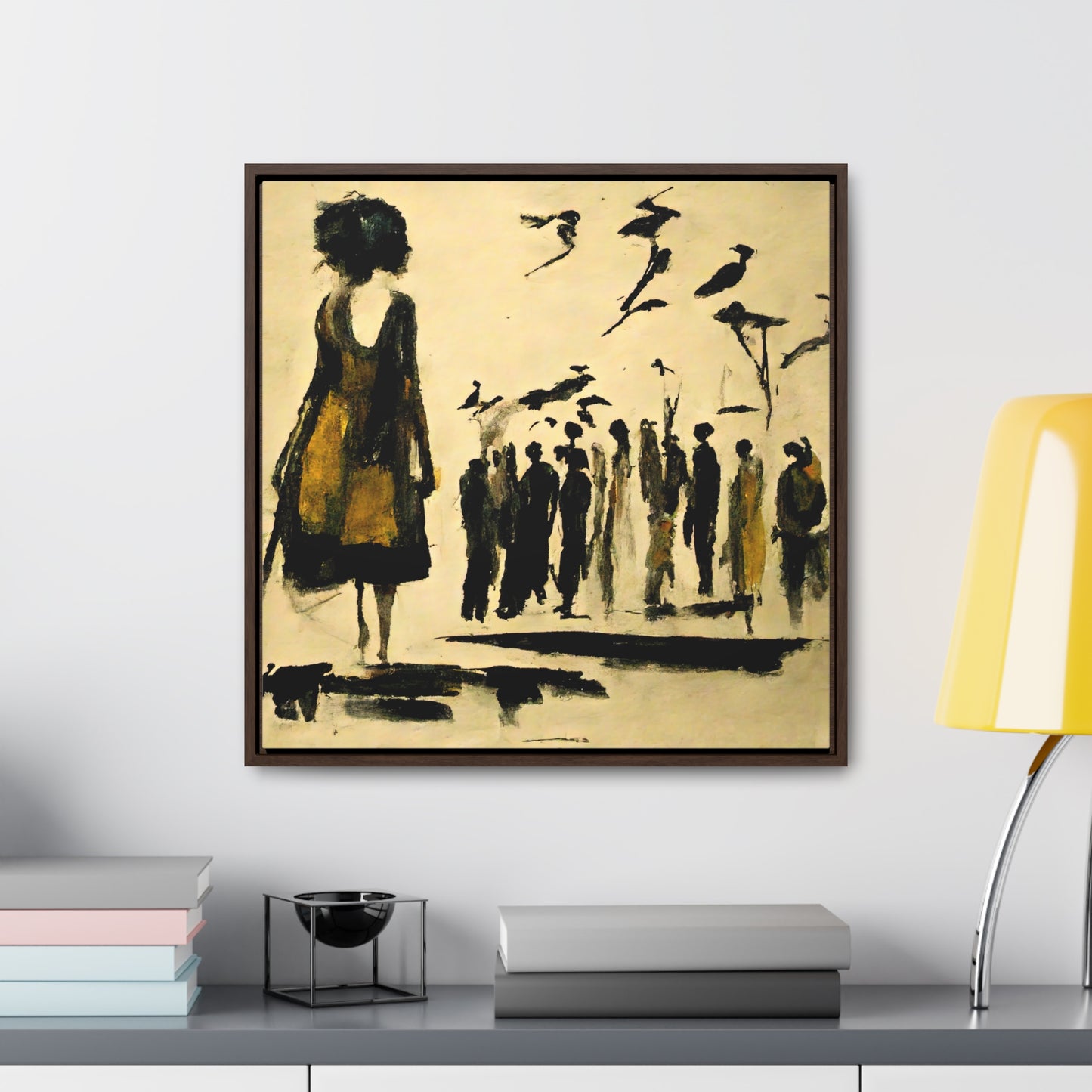 People and Birds, Valentinii, Gallery Canvas Wraps, Square Frame