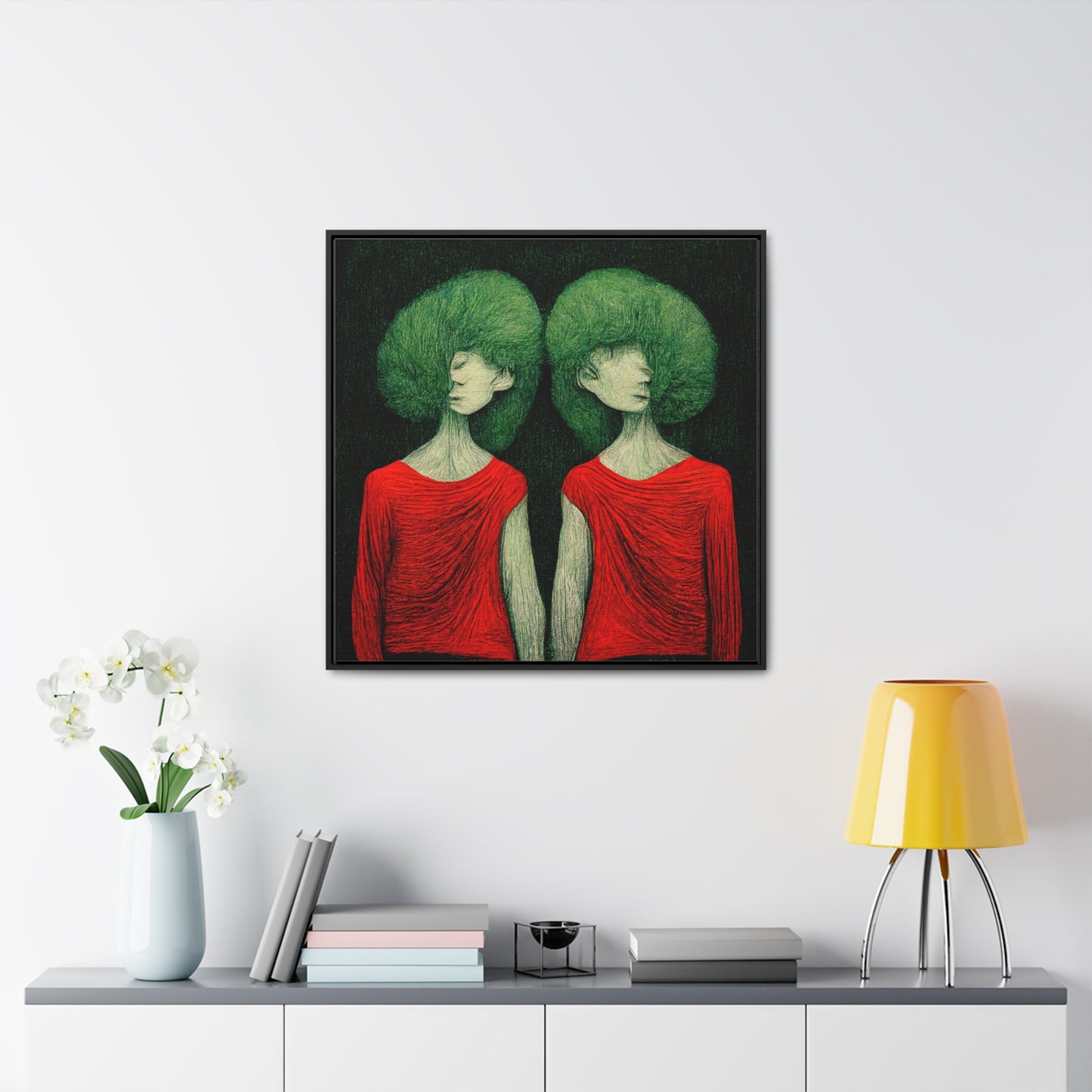 Loneliness Green Red 31, Valentinii, Gallery Canvas Wraps, Square Frame