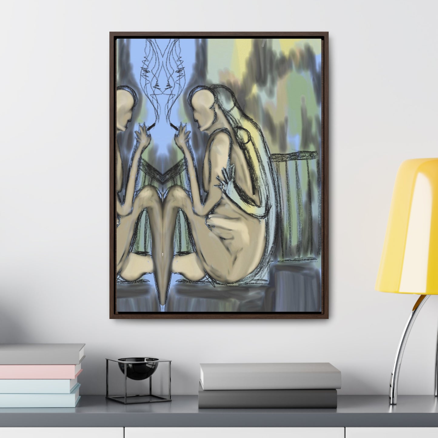 Lovers On The Stairs, Original Eduard Pavel, Gallery Canvas Wraps, Vertical Frame