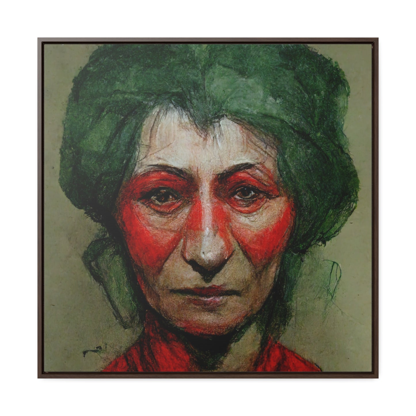 Loneliness Green Red 44, Valentinii, Gallery Canvas Wraps, Square Frame