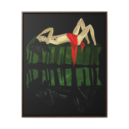 Woman in Bed in Mirror, Original Eduard Pavel, Gallery Canvas Wraps, Vertical Frame