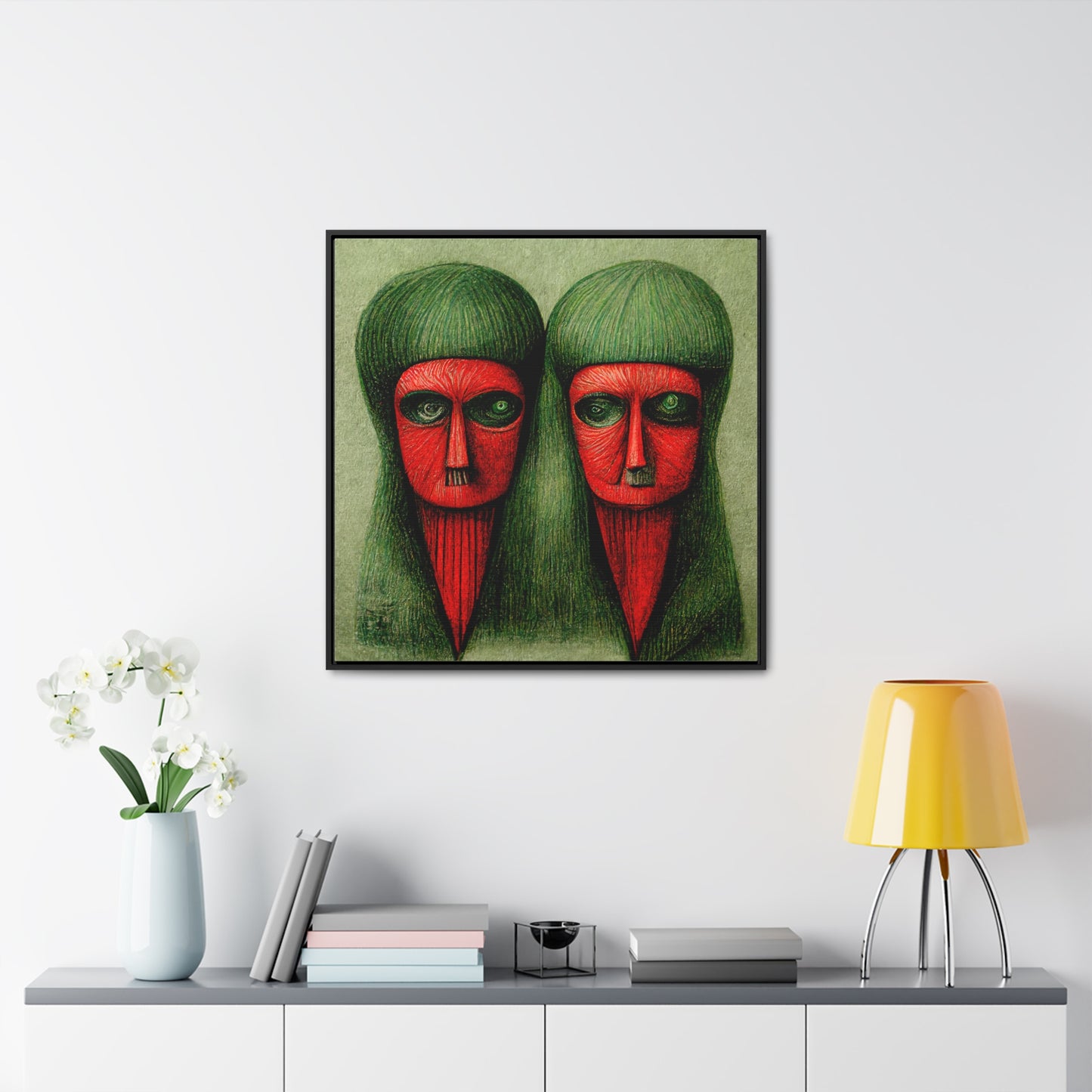 Loneliness Green Red 18, Valentinii, Gallery Canvas Wraps, Square Frame