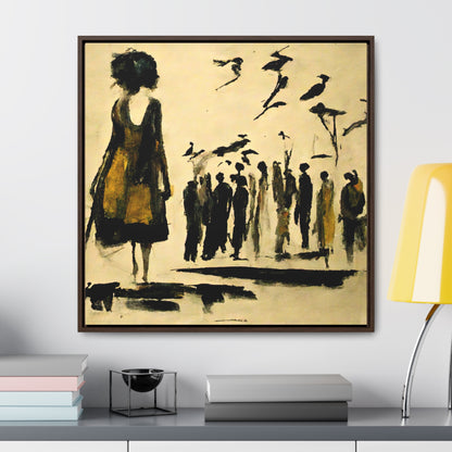 People and Birds, Valentinii, Gallery Canvas Wraps, Square Frame