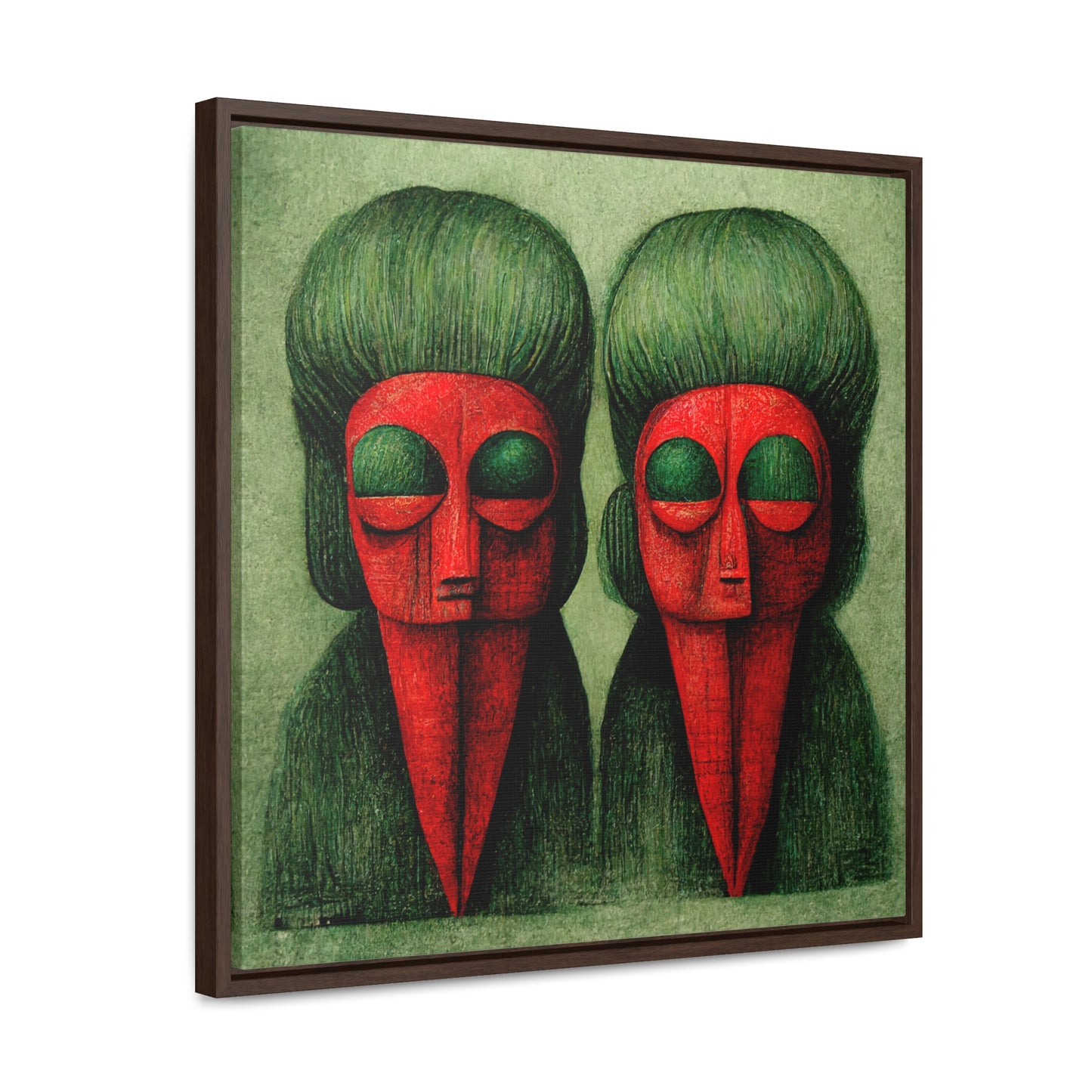 Loneliness Green Red 24, Valentinii, Gallery Canvas Wraps, Square Frame