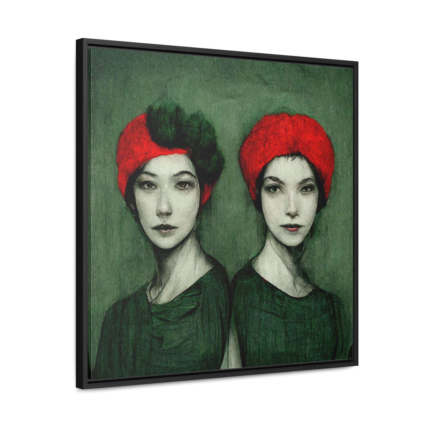 Loneliness Green Red 33, Valentinii, Gallery Canvas Wraps, Square Frame