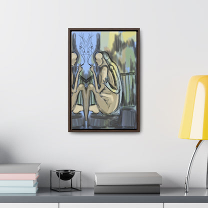 Lovers On The Stairs, Original Eduard Pavel, Gallery Canvas Wraps, Vertical Frame