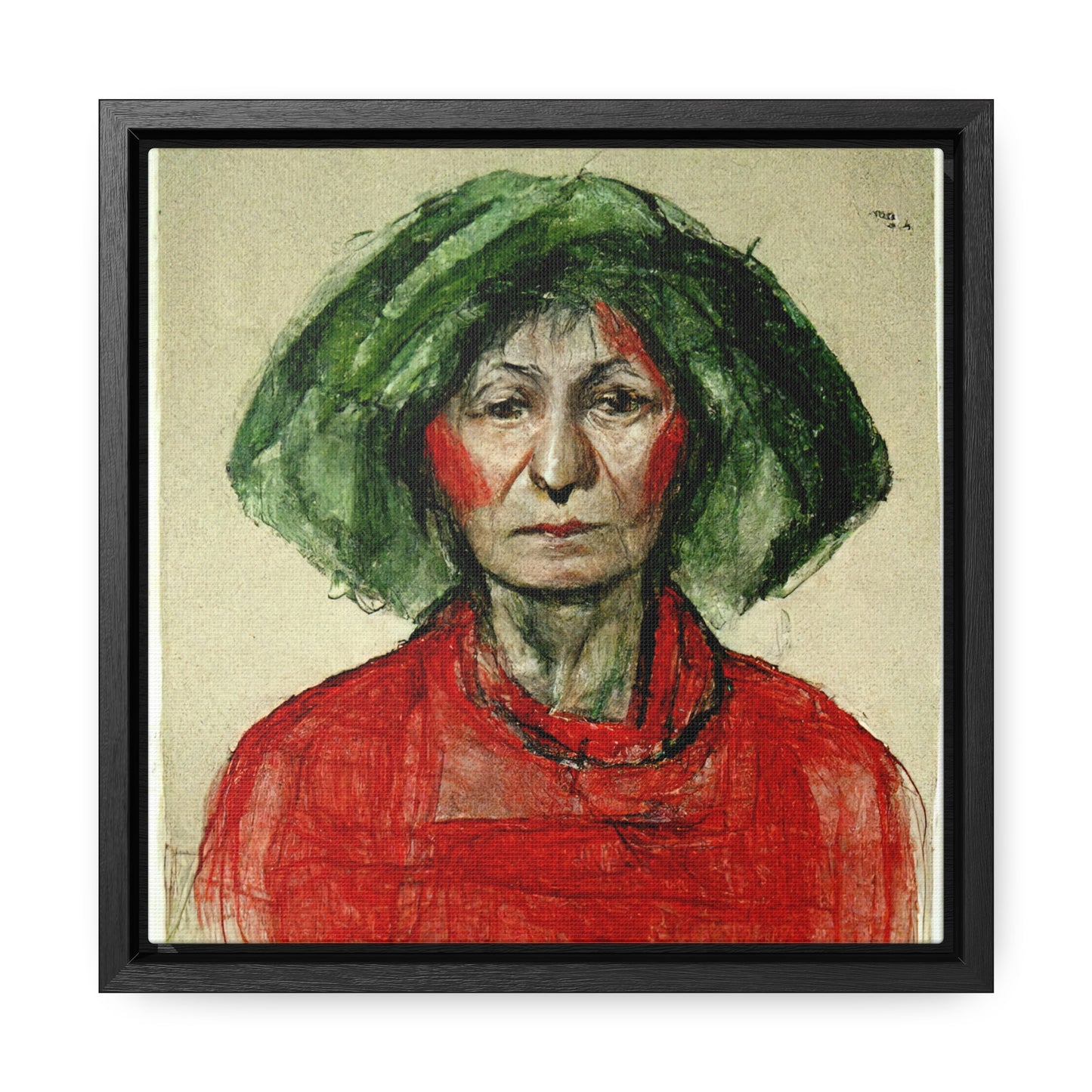 Loneliness Green Red 40, Valentinii, Gallery Canvas Wraps, Square Frame