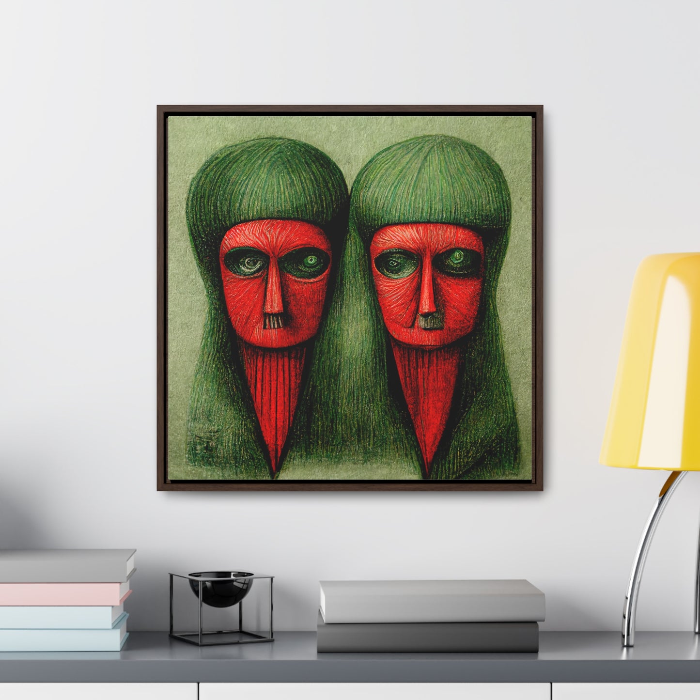 Loneliness Green Red 18, Valentinii, Gallery Canvas Wraps, Square Frame