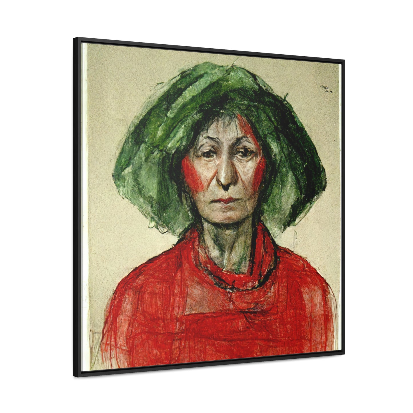 Loneliness Green Red 40, Valentinii, Gallery Canvas Wraps, Square Frame