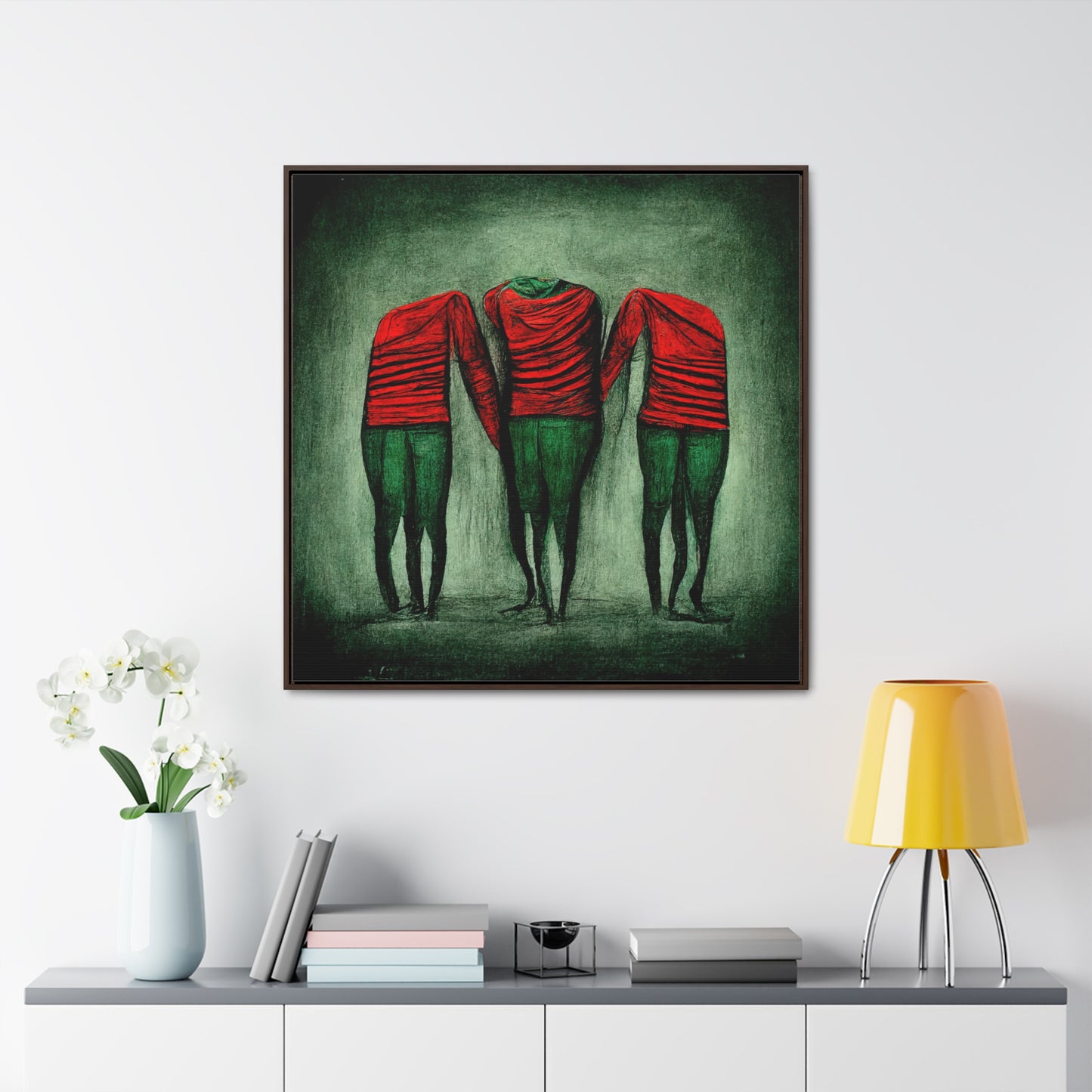 Loneliness Green Red 8, Valentinii, Gallery Canvas Wraps, Square Frame