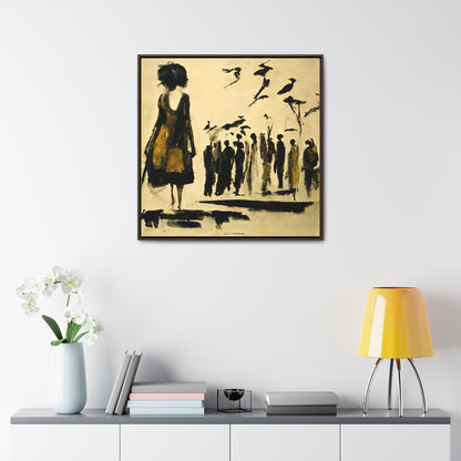 People and Birds, Valentinii, Gallery Canvas Wraps, Square Frame