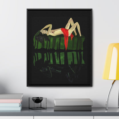 Woman in Bed in Mirror, Original Eduard Pavel, Gallery Canvas Wraps, Vertical Frame