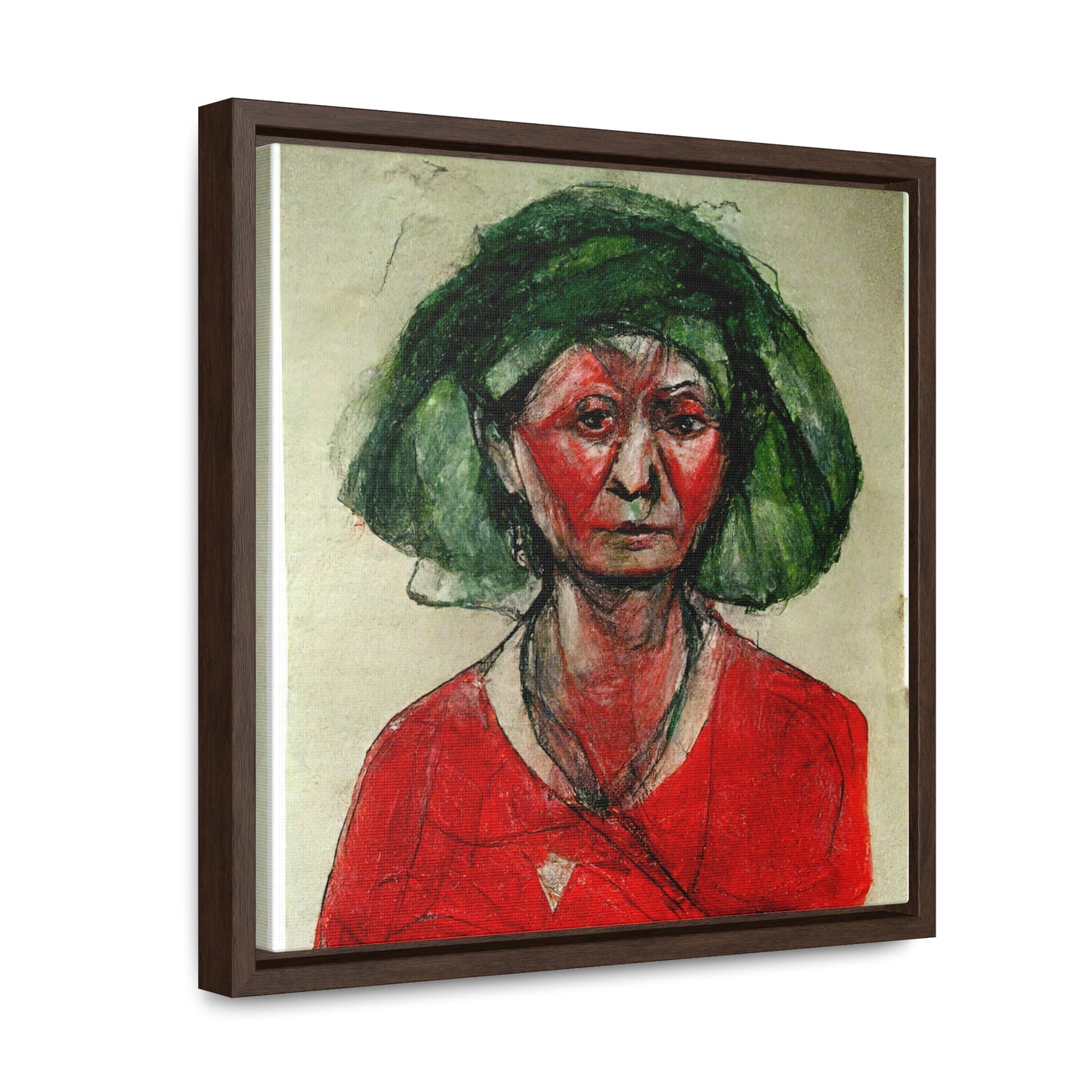 Loneliness Green Red 39, Valentinii, Gallery Canvas Wraps, Square Frame