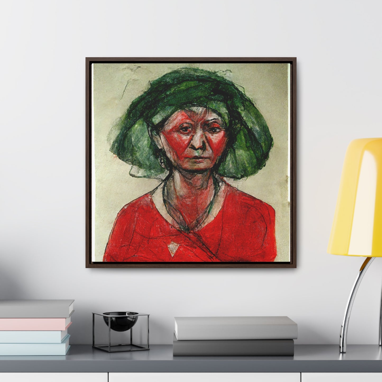 Loneliness Green Red 39, Valentinii, Gallery Canvas Wraps, Square Frame